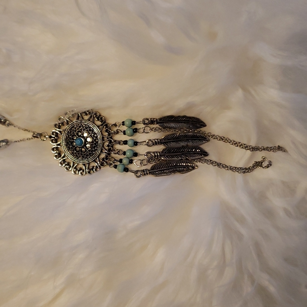 Long necklace turquoise pendant